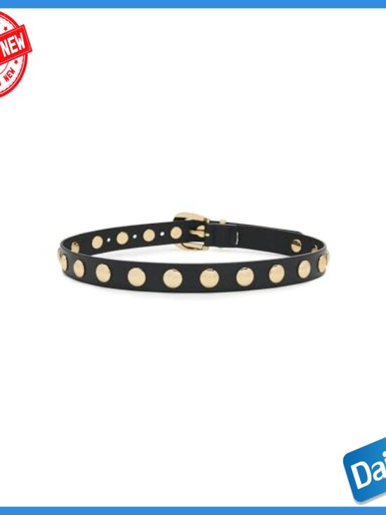 Medium Leather Western Belt with Silver Buckle Stud Accents